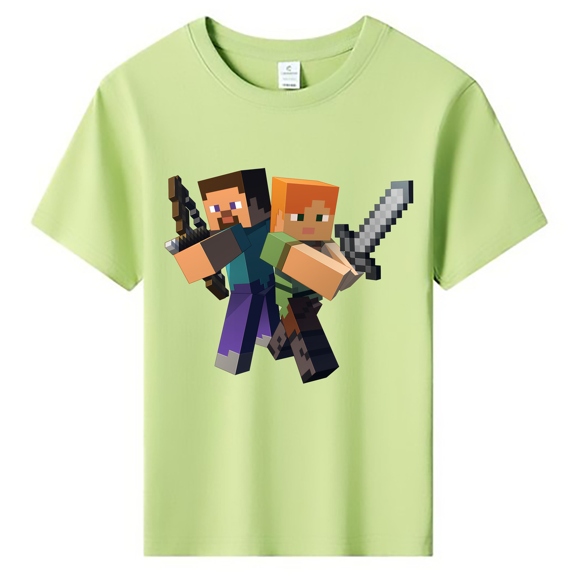 （画像用） マインクラフト ブロックの世界 Minecraft MC Block world 綿100％キッズTシャツ（フロントプリント）
